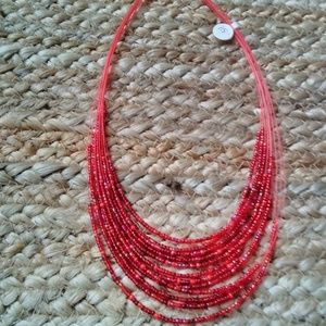 NWOT Red Multi-String Necklace